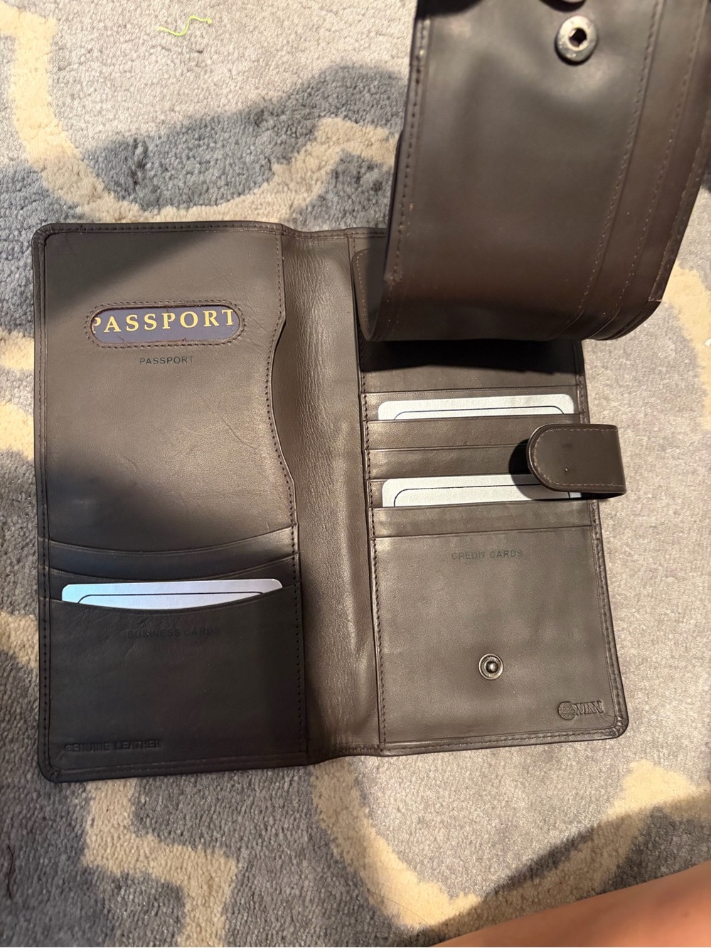 Classic Brown Leather Passport Wallet Organizer
